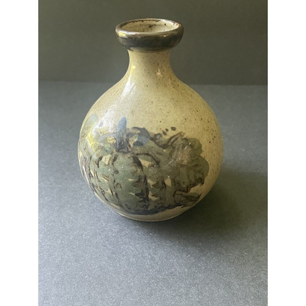 Vintage Studio Pottery Handcrafted Stonewear Speckled Artisan Bud Vase 4.5”